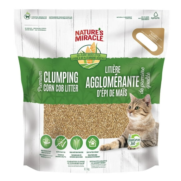 LITIÈRE AGGLOMÉRANTE DE MAÏS 18LB NATURE'S MIRACLE