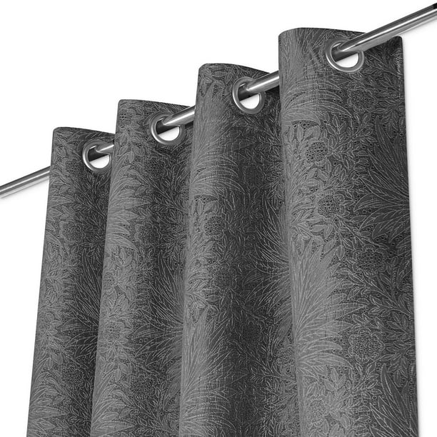 Safdie & Co. Curtain Woven Raised Jacquard with Grommets 84L Charcoal