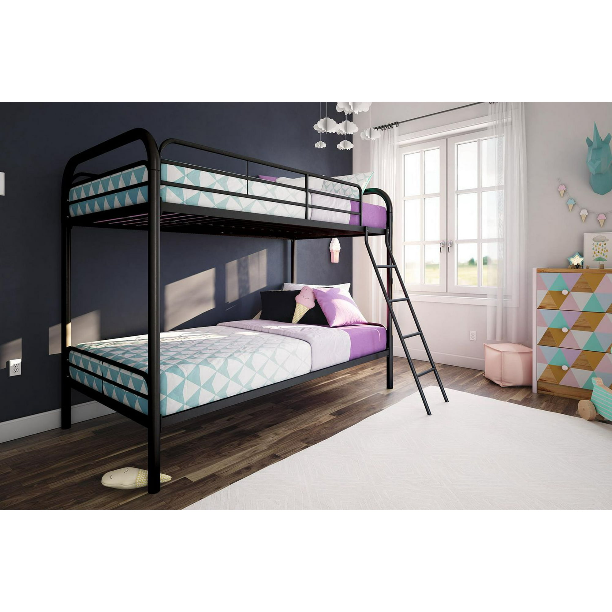 DHP Dusty Twin over Twin Metal Bunk Bed 