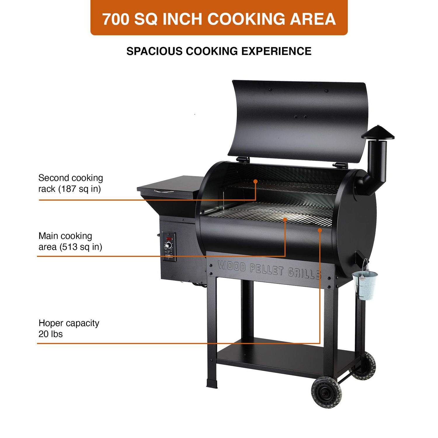 Z GRILLS ZPG-200A Portable Wood Pellet Grill & Smoker 8 in 1 BBQ Grill Digital Control System 202 Sq in Black 