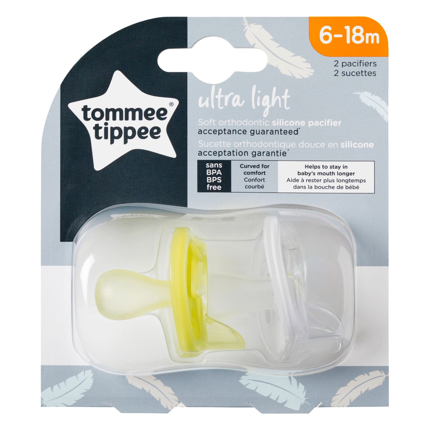 Sucette en silicone Ultra légère de Tommee Tippee – 6-18 mois 6-18m 