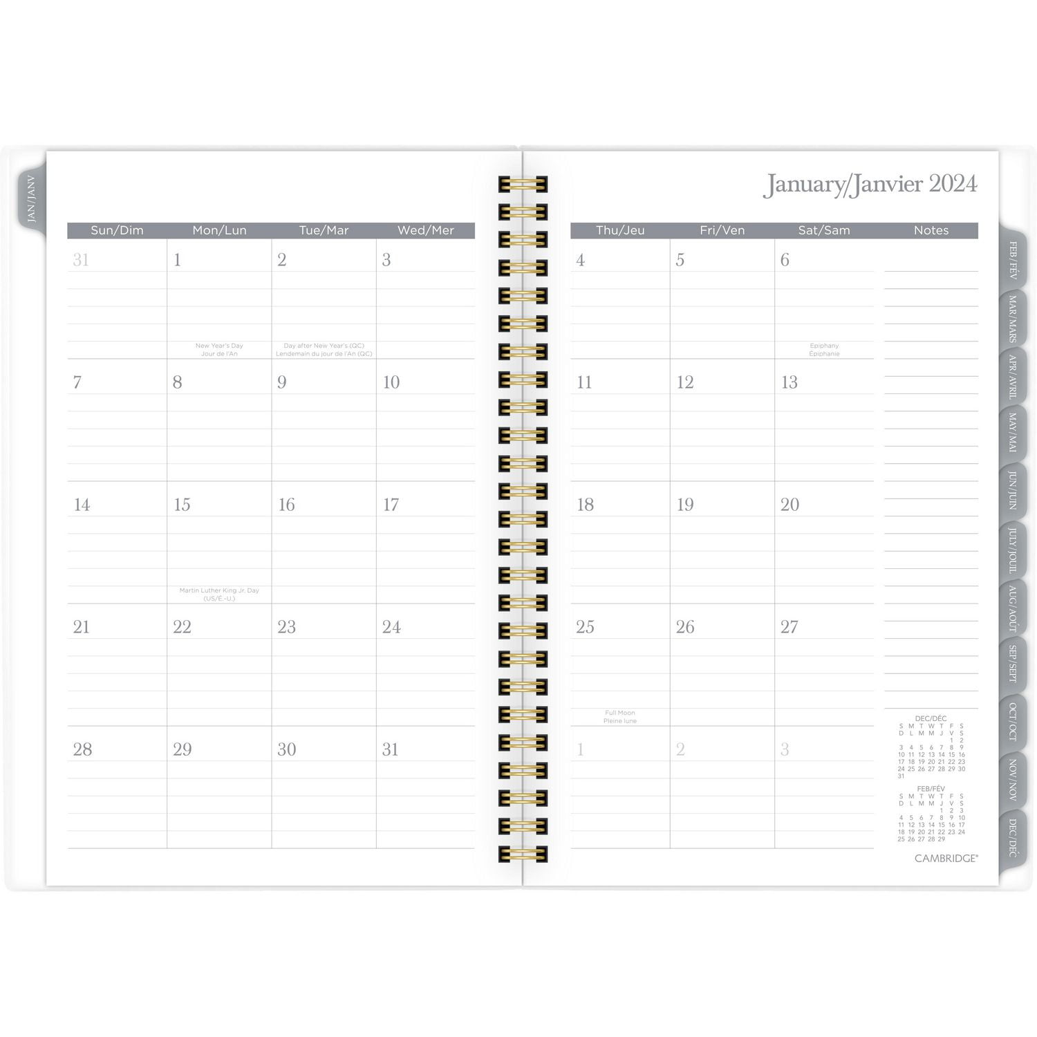 Petit Agenda Hebdomadaire/Mensuel 2024 Cyo Cambridge, Motif Floral Rétro