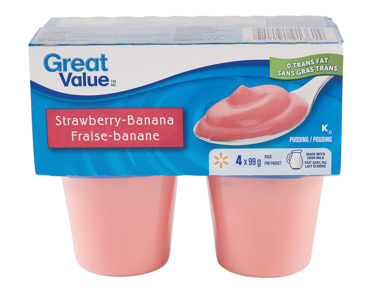 Great Value StrawberryBanana Pudding Walmart Canada