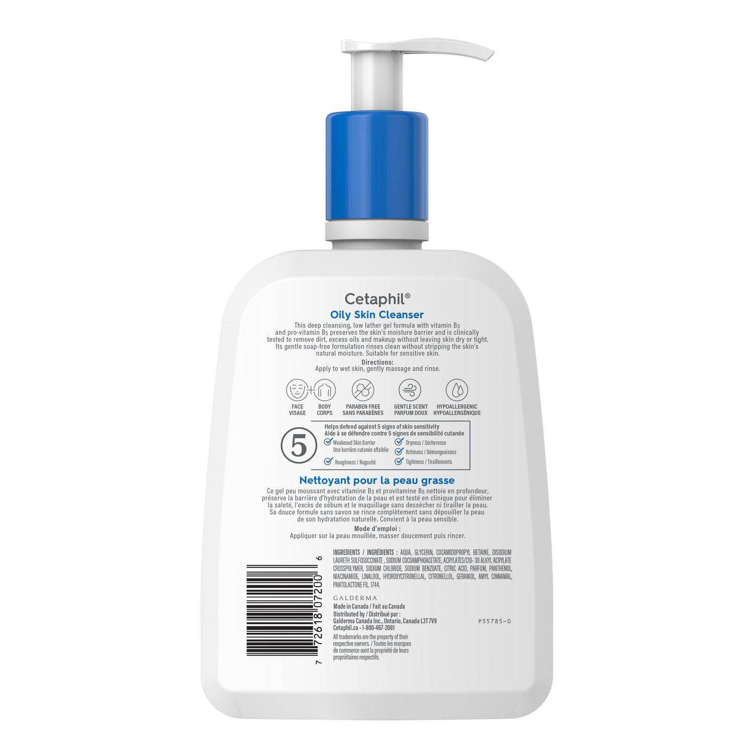 Nettoyant pour la peau grasse Cetaphil | Doux nettoyant moussant quotidien pour le visage | Nettoyant visage idéal pour les peaux sensibles mixtes à grasses | Recommandé par les Dermatologues 500 ml