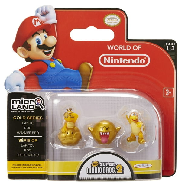 Nintendo Mario Bros. U Micro - Paquet de 3 figurines - Lakitu d'or/Boo d'or/Frère Hammer d'or