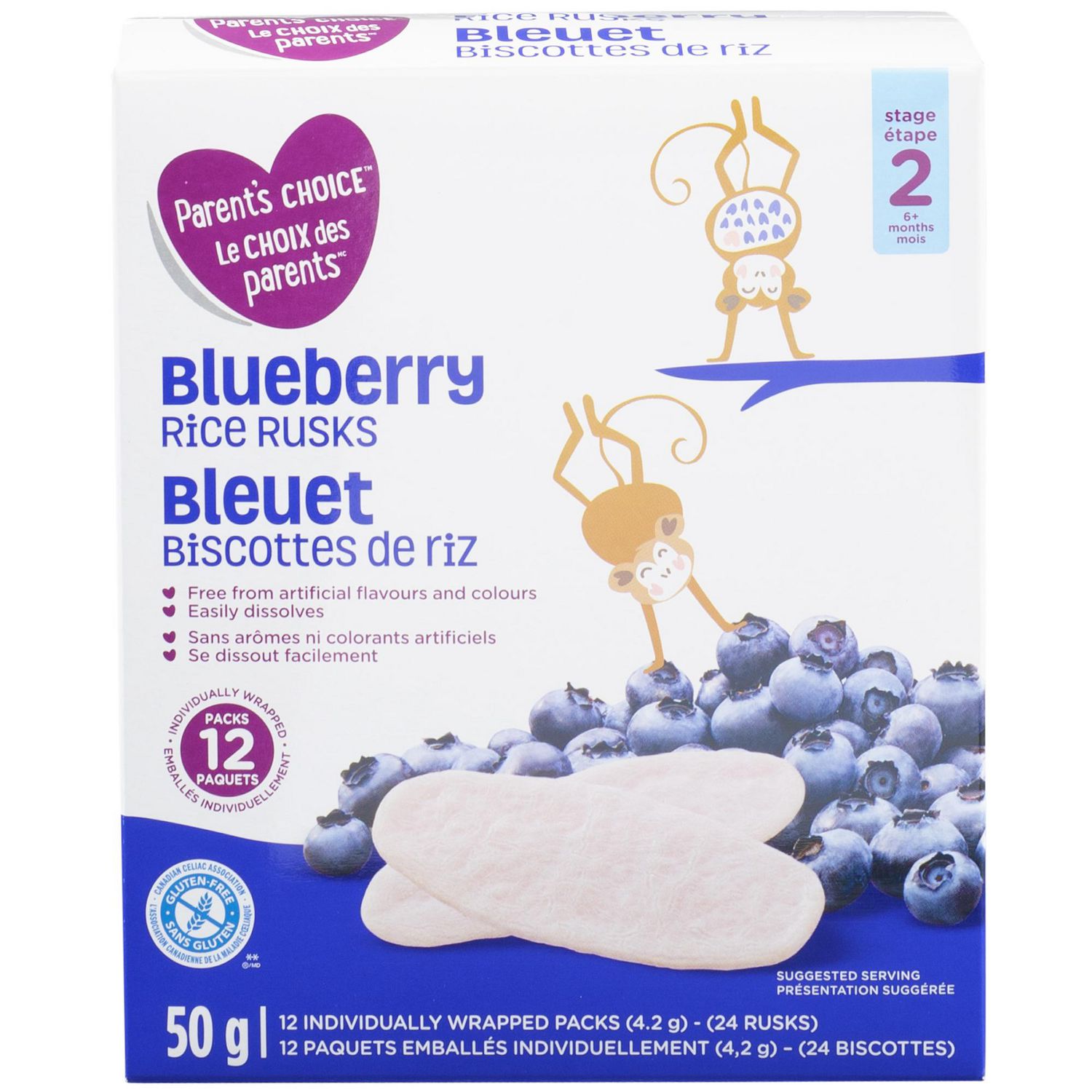 Parent's Choice Blueberry Rice Rusks, 50 g - Walmart.ca