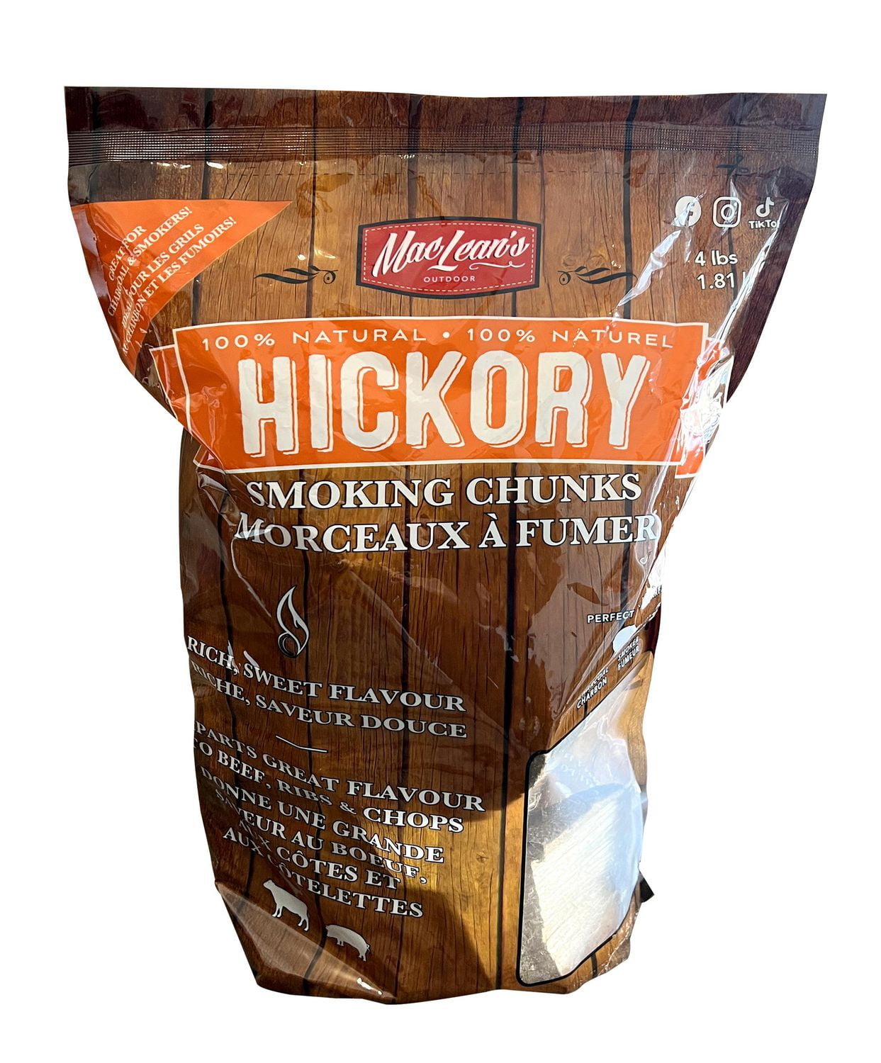 MacLean s Hickory Wood Smoking Chunks 4 Pound Chunk Bag Walmart