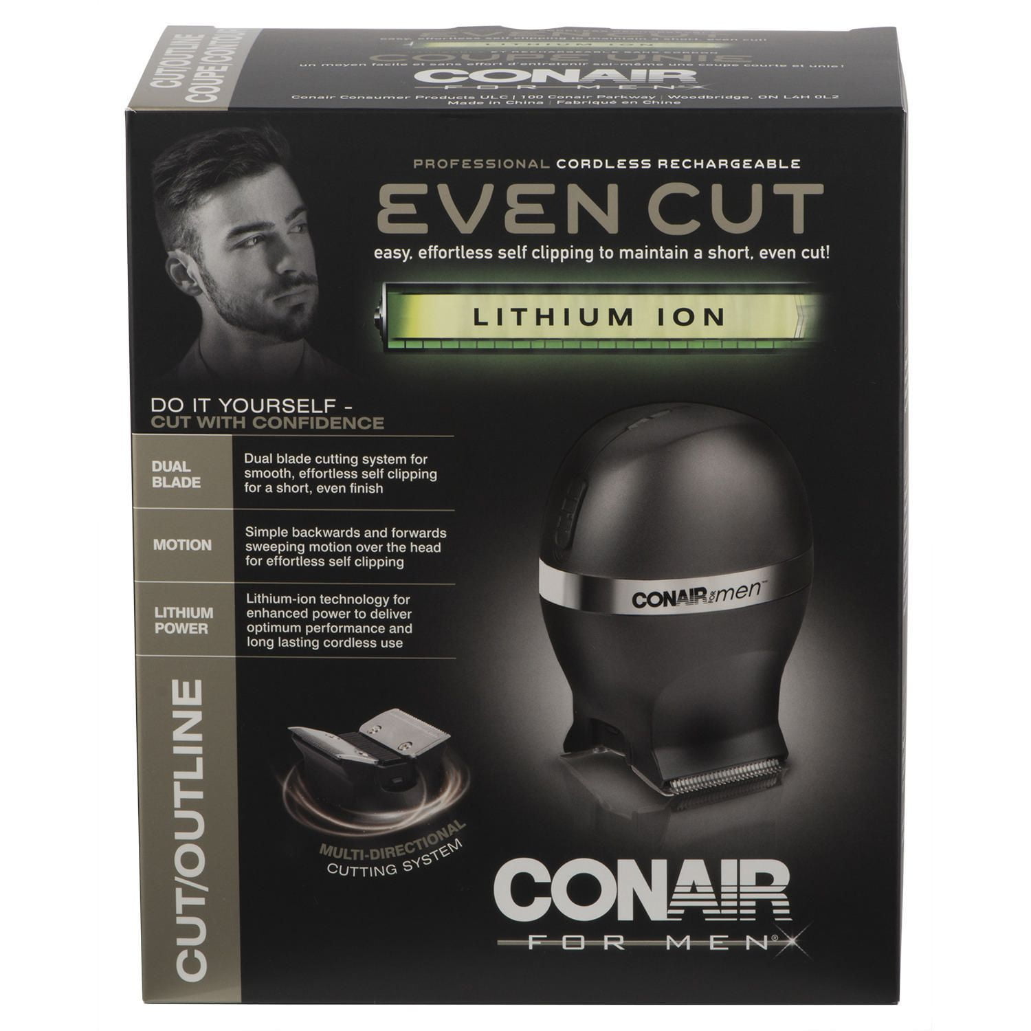 CONAIR FOR MEN EVEN CUT V4 LITHIUM-ION DUAL BLADE CLIPPER ...