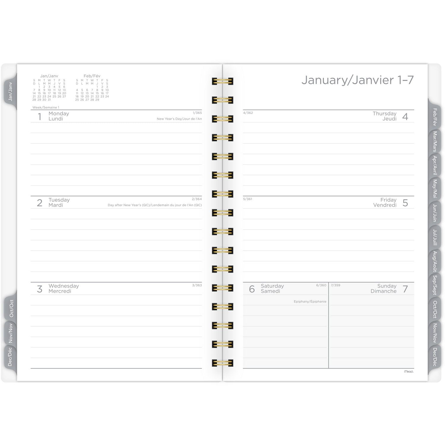 Mead Small Sky Gray 2024 Weekly/Monthly Planner