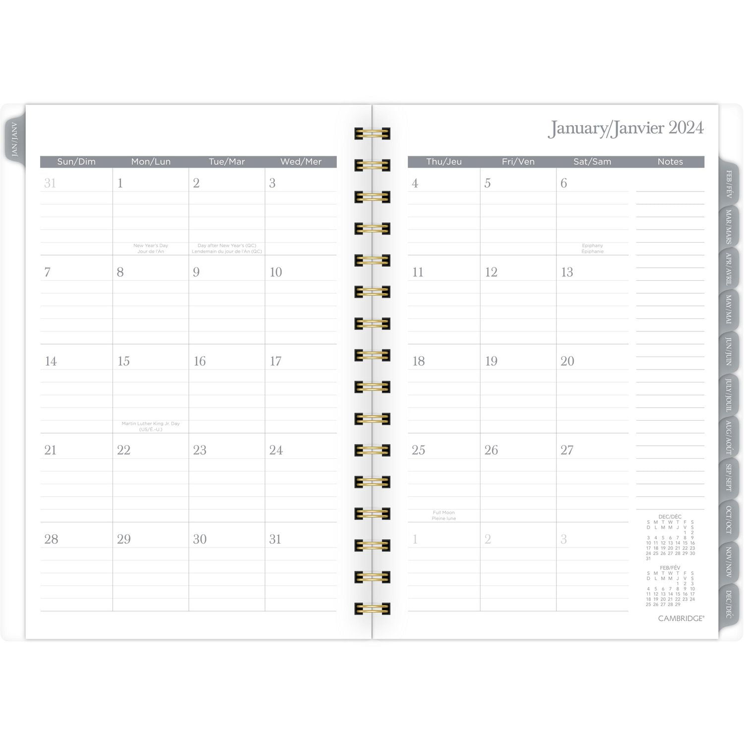Petit Agenda Hebdomadaire/Mensuel 2024 Cambridge, Coraux