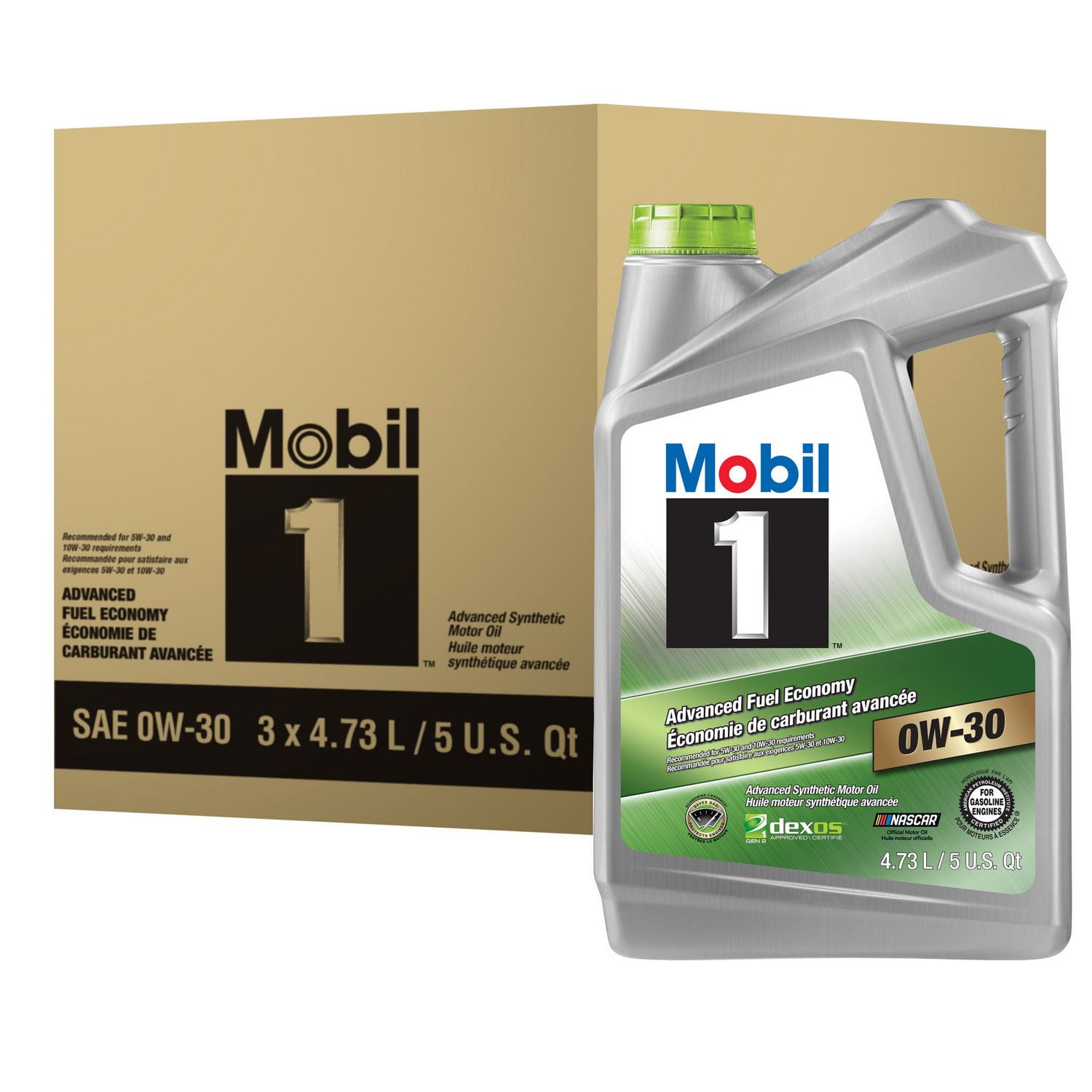 Mobil 1™ Advanced Fuel Economy Full Synthetic Engine Oil 0W30, 3 x 4.73 L Walmart Canada