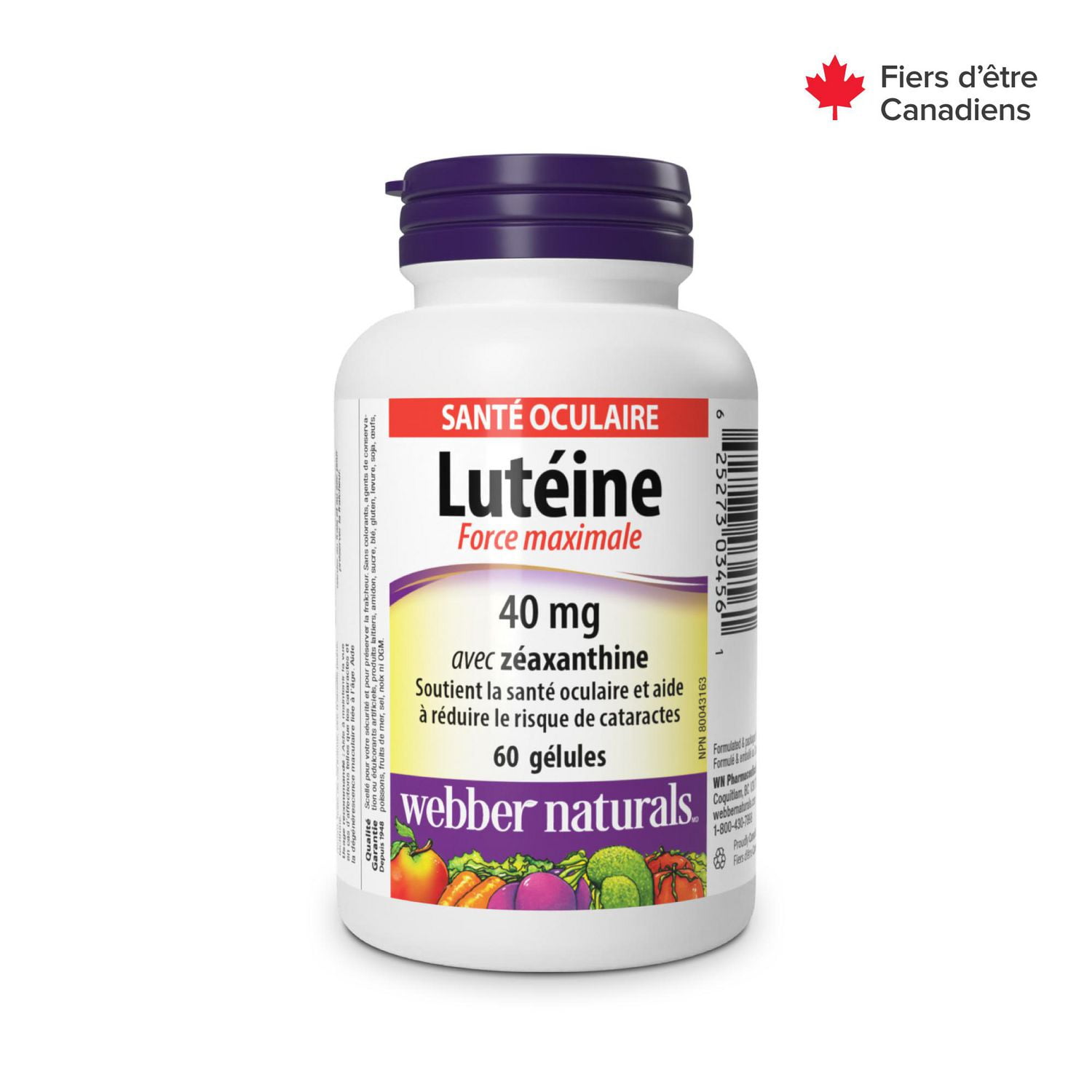 Webber Naturals®, Lutéine avec zéaxanthine, 40 mg 60 gélules