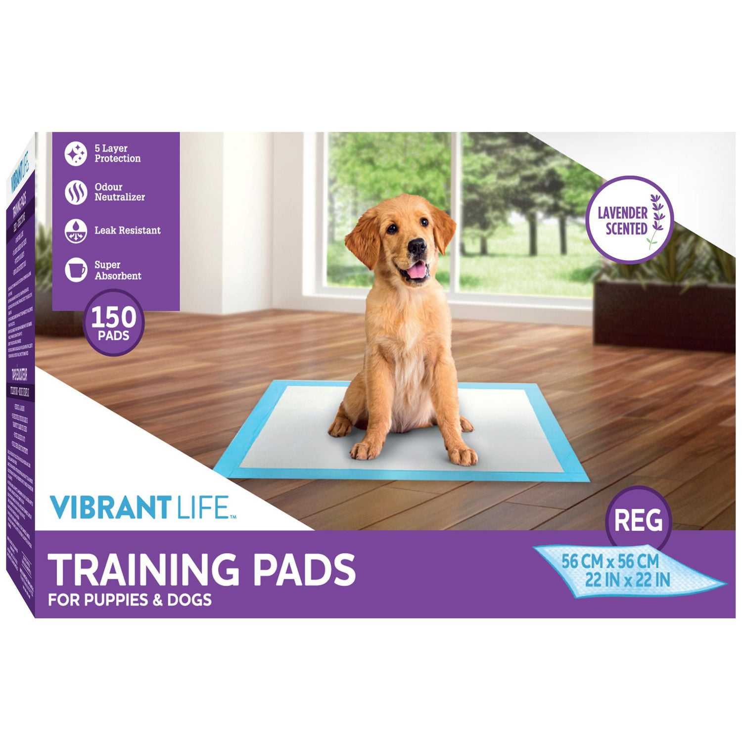 Vibrant Life Dog Pee Pads and Puppy Training Pads Lavender Scented L 56 56cm Multiple Pack Sizes Available Walmart