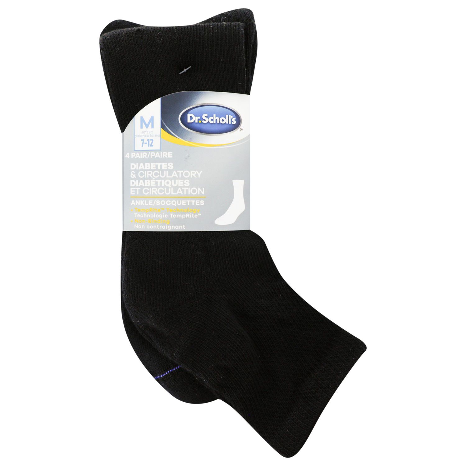 Dr.Scholl's Men's Diabetes & Circulatory Ankle Socks, Pack of 4