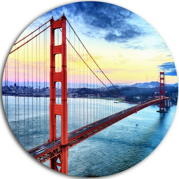 Art mural en métal Design Art Golden Gate Bridge à San Francisco ultra brillant en cercle