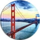 Art mural en métal Design Art Golden Gate Bridge à San Francisco ultra brillant en cercle – image 1 sur 1