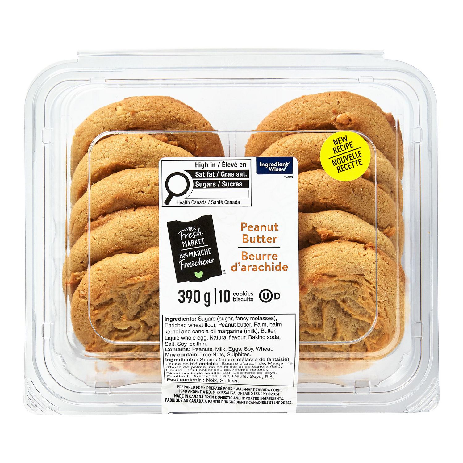Biscuits au beurre d’arachide Mon marché fraîcheur, 10 biscuits, total de 390 g