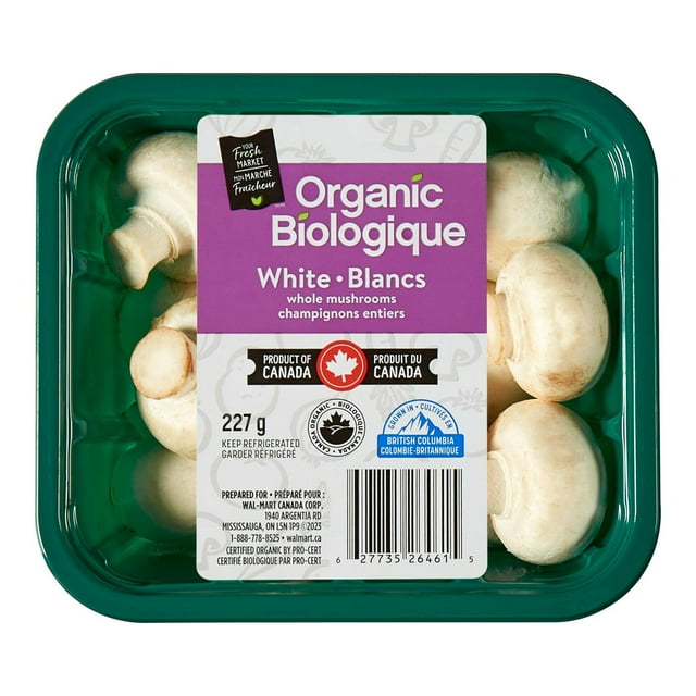 Champignons blancs entiers biologiques Mon marché fraîcheur 227 g