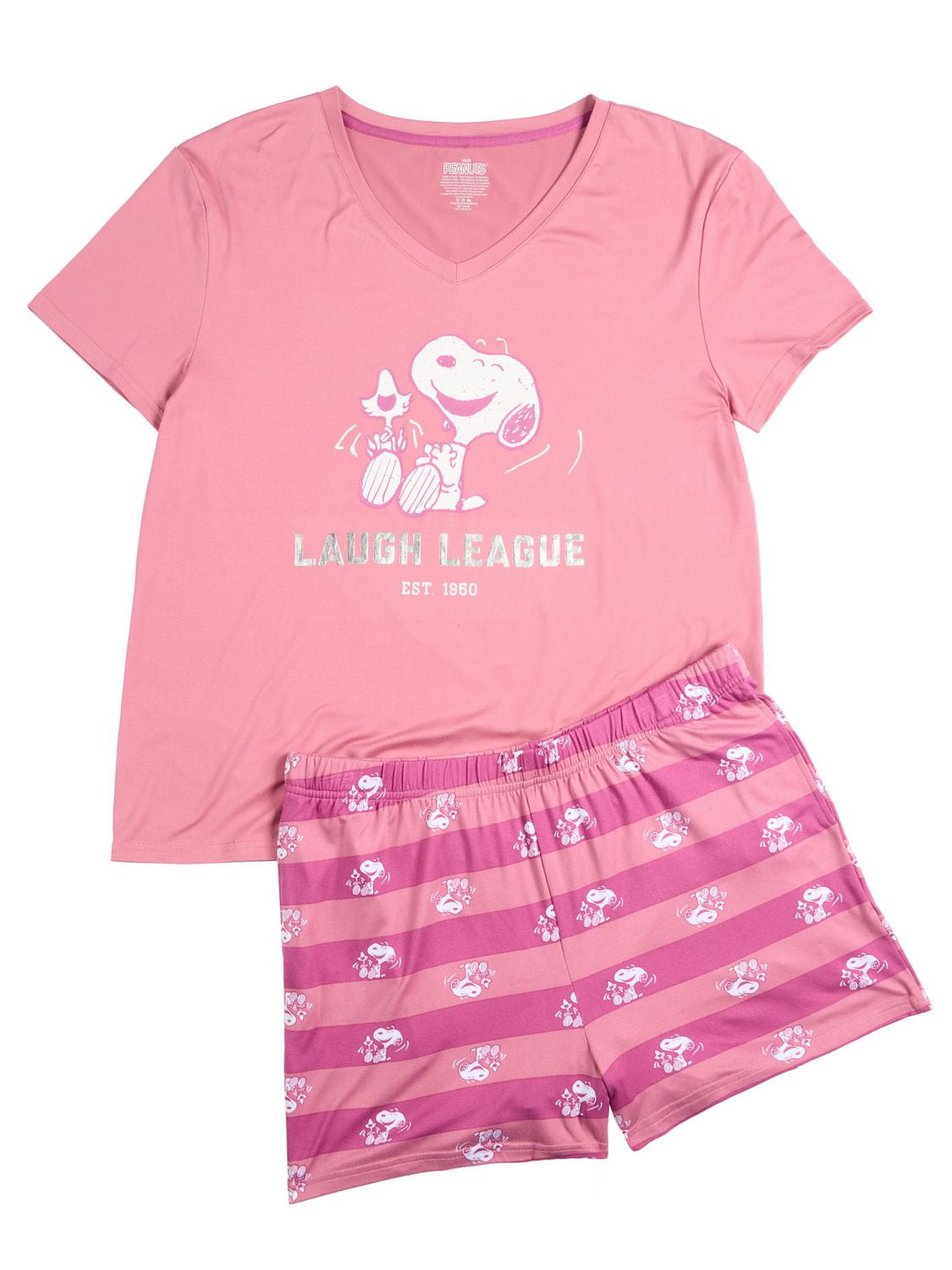 Ensemble pyjama pour femmes Peanuts avec col en V et short