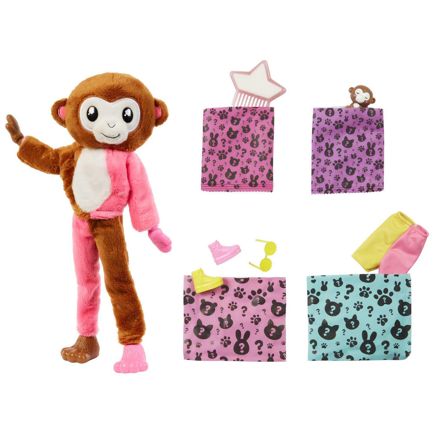 Barbie Dolls and Accessories, Cutie Reveal Doll, Jungle Series Monkey