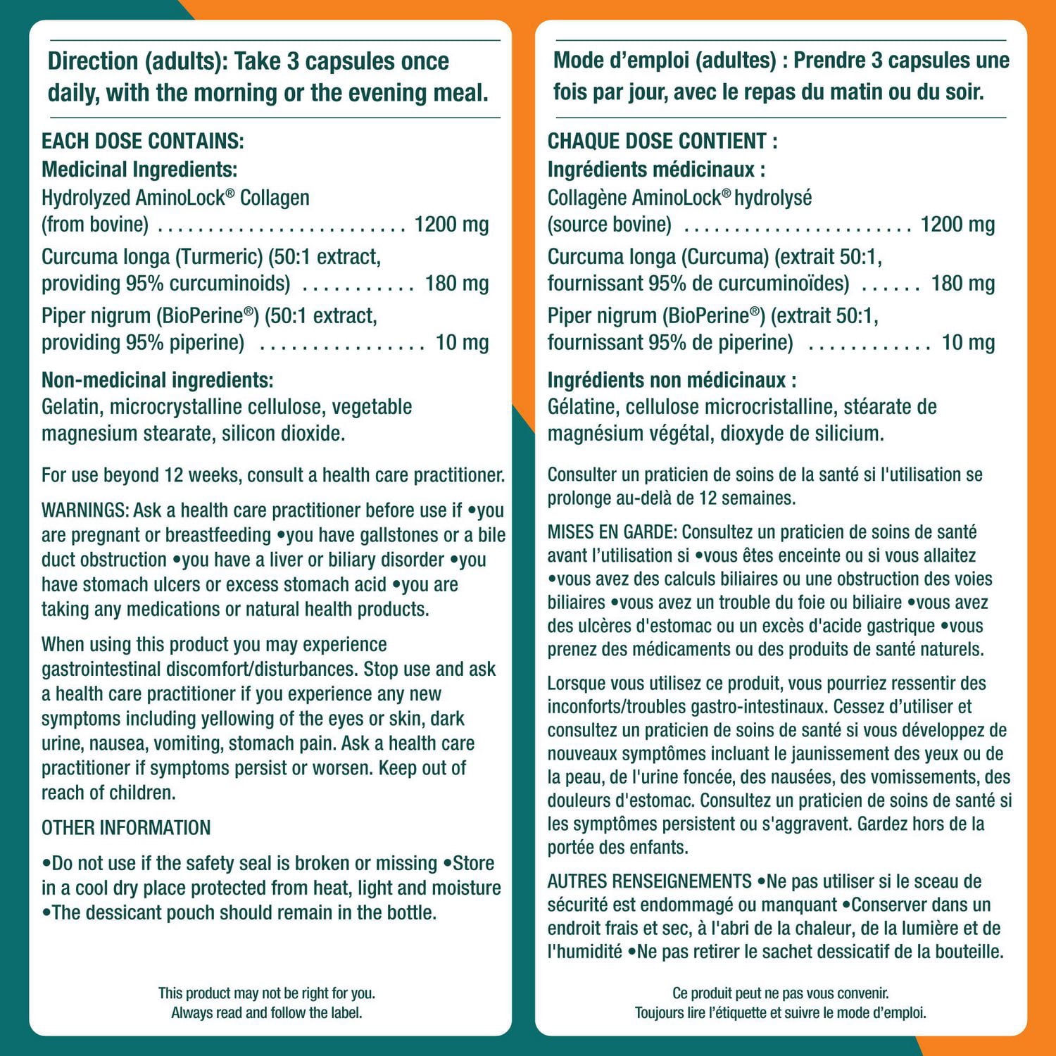 Genacol Anti-Inflammatoire – Curcumine de curcuma, BioPerine & Collagène AminoLock, Supplément pour articulations, 90 capsules (30 jours)