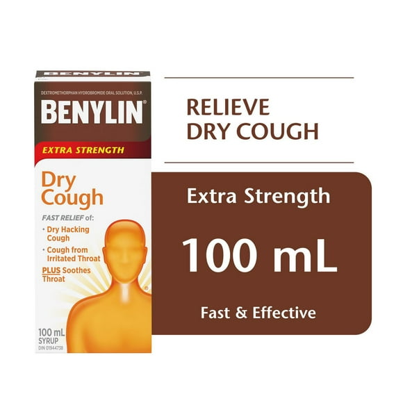 Benylin Extra-puissant, Toux sèche, soulage la toux sèche, sirop 100 ml