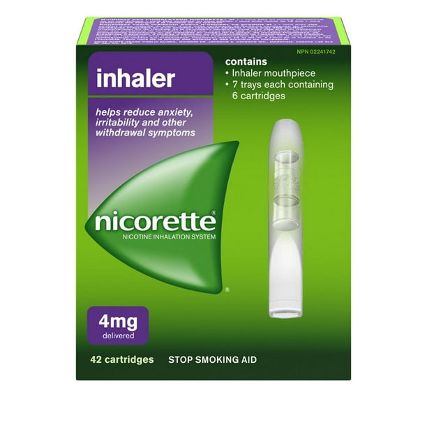 Inhalateur Nicorette, 4 mg, Aide pour cesser de fumer et Aide de renoncement au tabac, 42 cartouches 42 cartouches