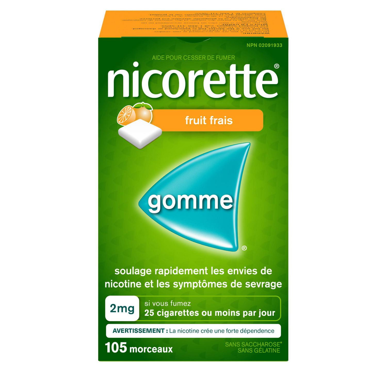 Nicorette Gum, Nicotine 2mg, Fruit Flavour, Quit Smoking Aid and Smoking Cessation Aid, 105 pieces