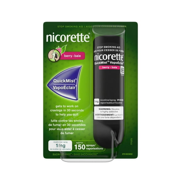 Nicorette Nicotine QuickMist Mouth Spray, Quit Smoking and Smoking Cessation Aid, Coolberry, 1 mg