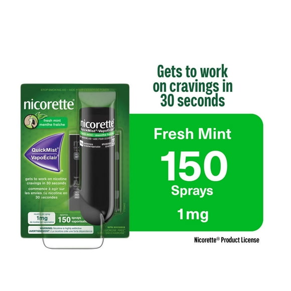Nicorette Nicotine QuickMist Mouth Spray, Quit Smoking and Smoking Cessation Aid, Fresh Mint, 1mg, 150 sprays