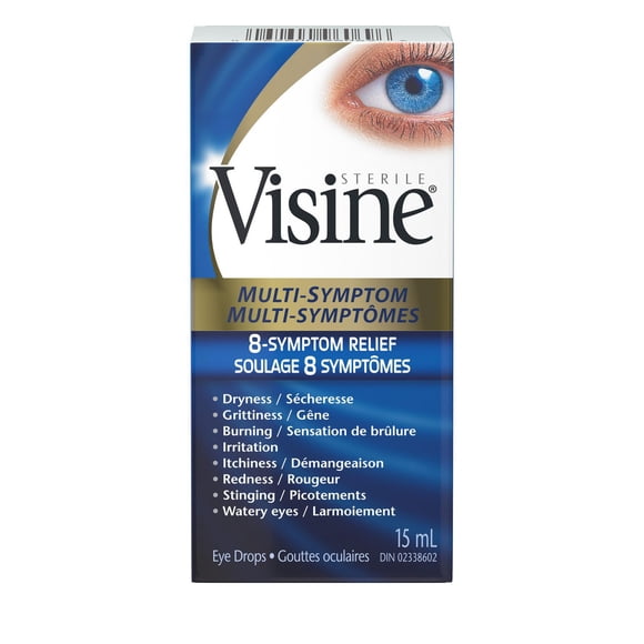 VISINE® MULTI-SYMPTÔMES®, soulagement de 8 symptômes, gouttes ophtalmiques, 15 ml