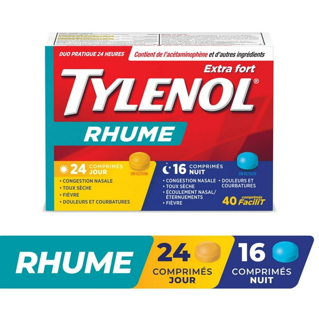 Tylenol Extra Strength Cold eZ Tabs, Relieves Cold symptoms, Daytime & Nighttime, Convenience, 40 Count