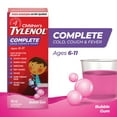 thumbnail image 1 of Children’s Tylenol Complete Cold, Cough & Fever Suspension Liquid, Bubble Gum Burst, 100 mL, 1 of 4