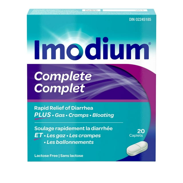 Imodium Complete Antidiarrheal and Gas Relief Caplets with Loperamide Hydrochloride, Simethicone, 20 Count