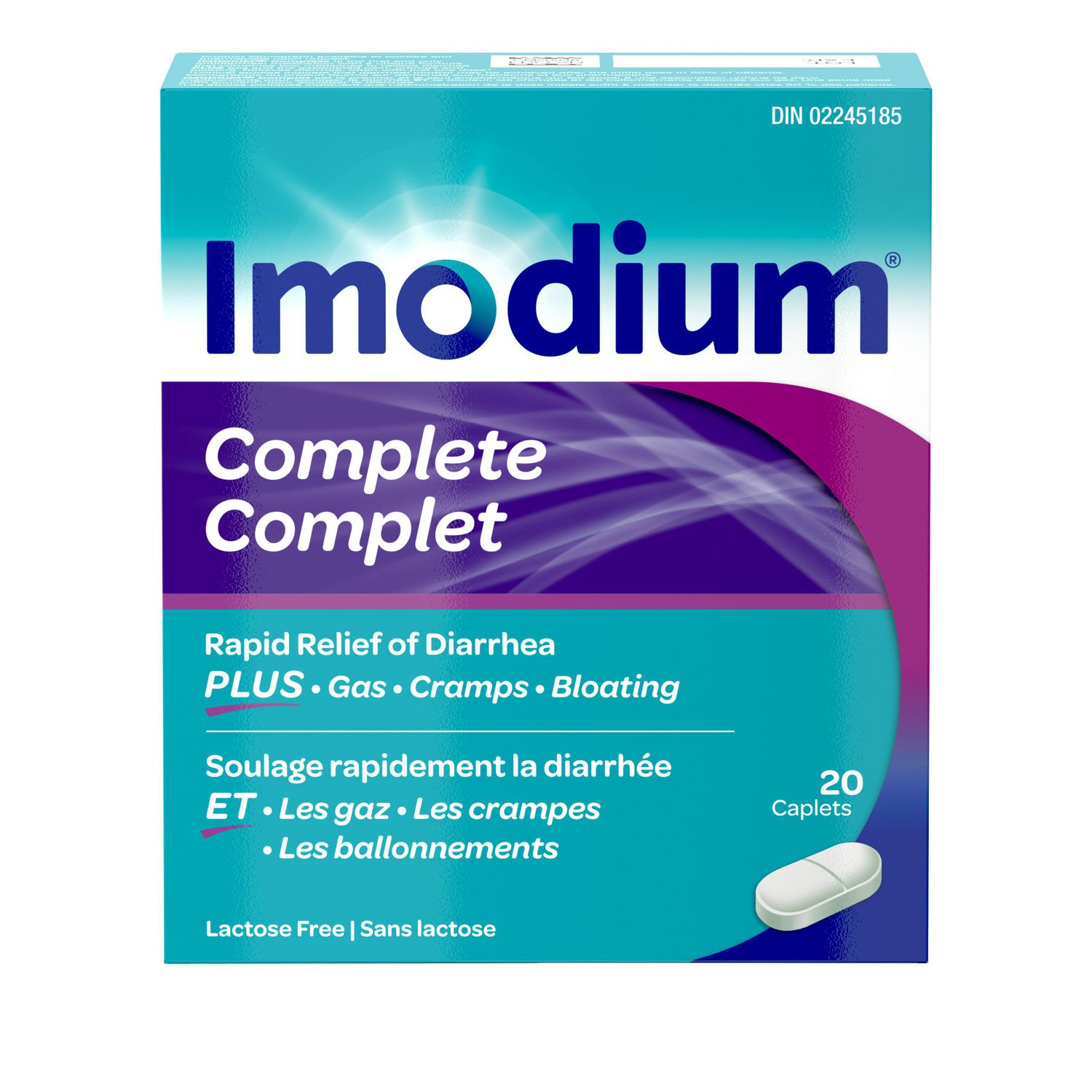 Imodium Complete Antidiarrheal and Gas Relief Caplets with Loperamide Hydrochloride, Simethicone, 20 Count