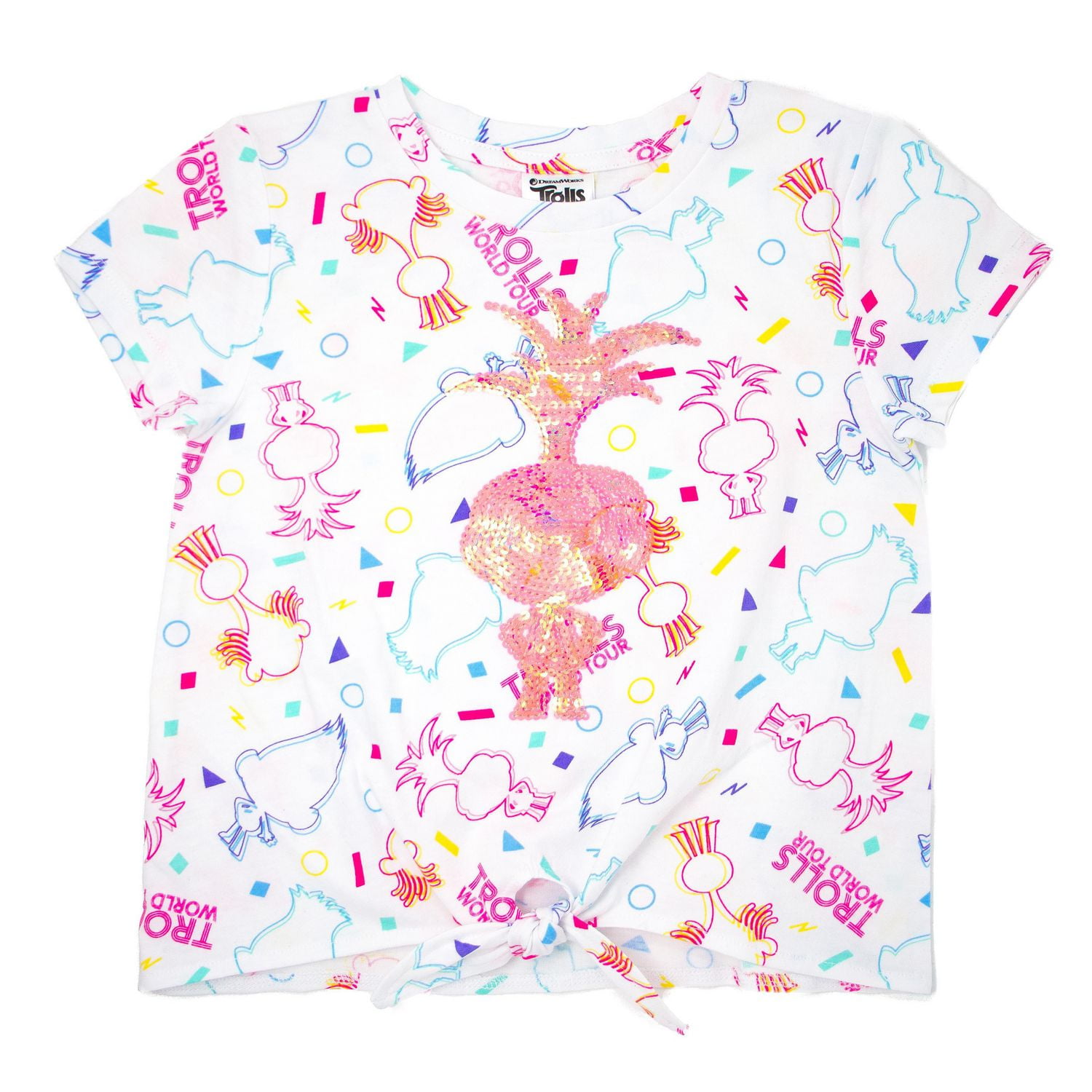 Trolls Knotted fashion short sleeve top for girls