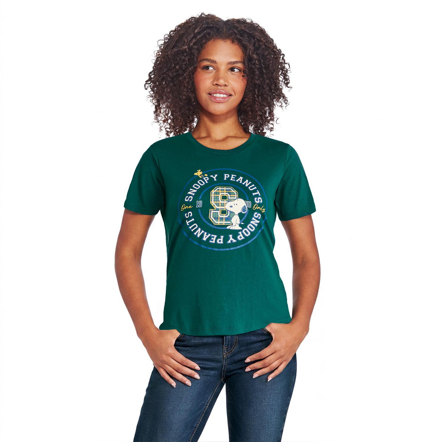 T-shirt style universitaire Snoopy Peanuts pour femmes