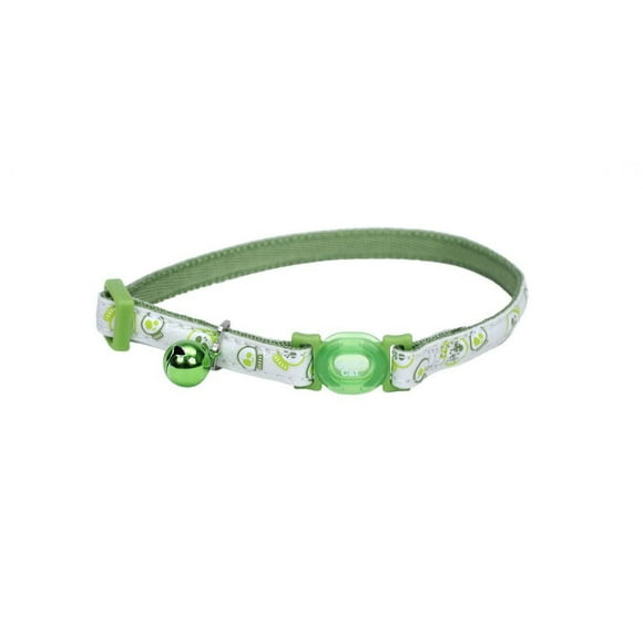 Pet Attire Glow In The Dark Lime Skulls Adjustable Safety Cat Collar, Breakaway Cat Collar