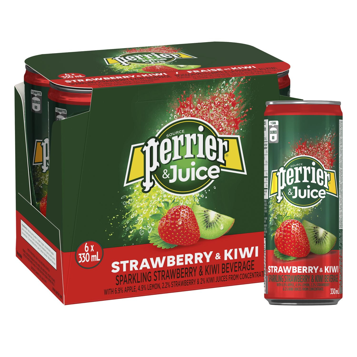 PERRIER & JUICE Strawberry & Kiwi Sparkling Beverage 6x330 mL