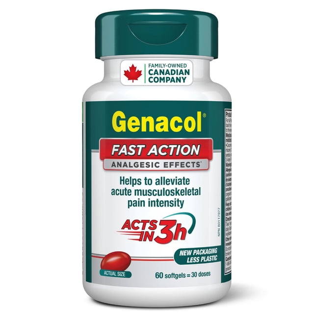 Genacol Fast Action – Natural Relief with Analgesic Effects for Muscle, Joint & Menstrual Pain, 60 Softgels (30 Doses)