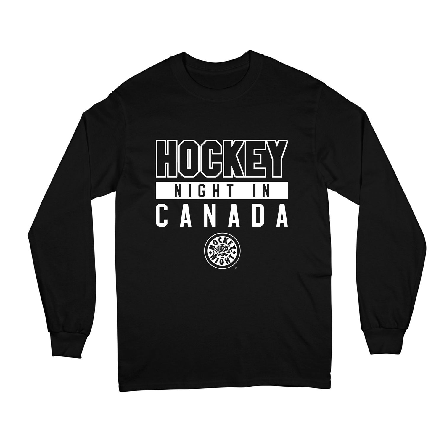 T-shirt noir à manches longues Hockey Night In Canada pour hommes