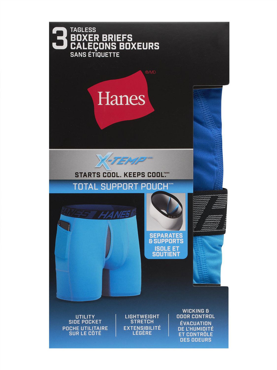 Hanes Best Men's Tagless Boxer Briefs Total Support Pouch, Medium (32-34),  4 Count at  Men's Clothing store