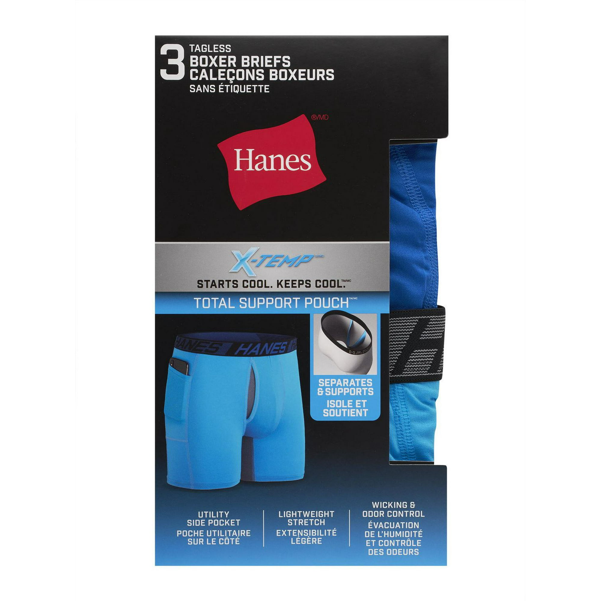 Hanes X-Temp Total Support Pouch Men's Underwear Boxer Briefs Pack,  Anti-Chafing, Moisture-Wicking Underwear, 3-Pack, Hanes X-Temp Boxer Briefs  3 Pack - Walmart.ca