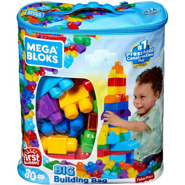 MEGA Bloks Sac Bleu, Jeu de Blocs de Construction, 60 pièces, Jouet