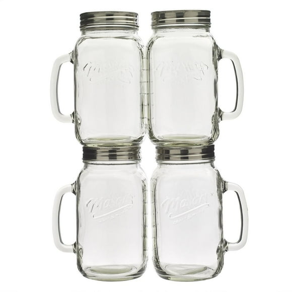 Mason Craft & More 4Pc 32oz/.94L Mason Jars with Handle