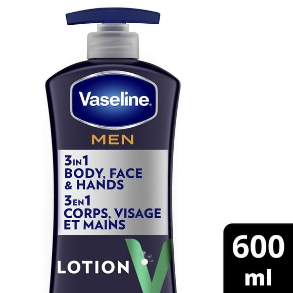 Vaseline Men Fast Absorbing 3 in 1 Body, Face & Hands Lotion, 600 ml 3 in 1 Body, Face & Hands Lotion