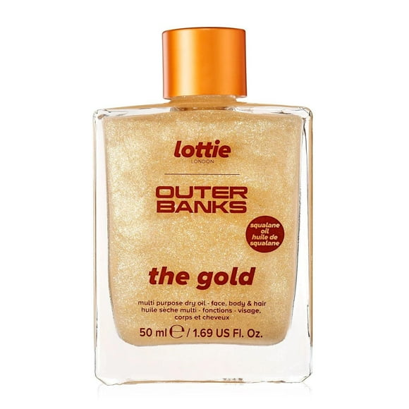 Lottie London - Outer Banks - The Gold - Multi Purpose Dry Oil - Squalane Oil - Face, Body & Hair - 1.69 OZ