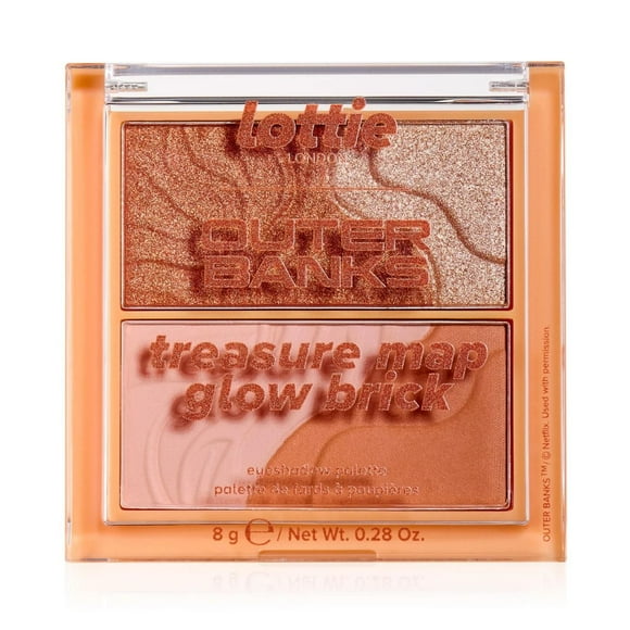 Lottie London - Outer Banks - Treasure Map Glow Brick - Eyeshadow Palette - 0.28 OZ