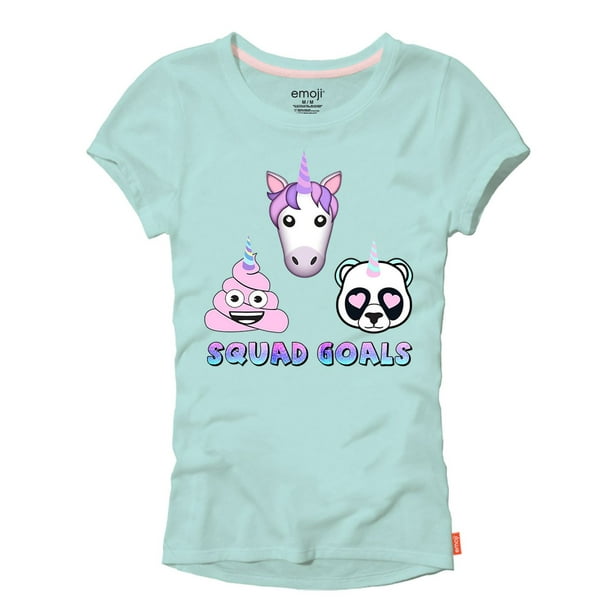 T-shirt à encolure ras du cou des filles Emoji