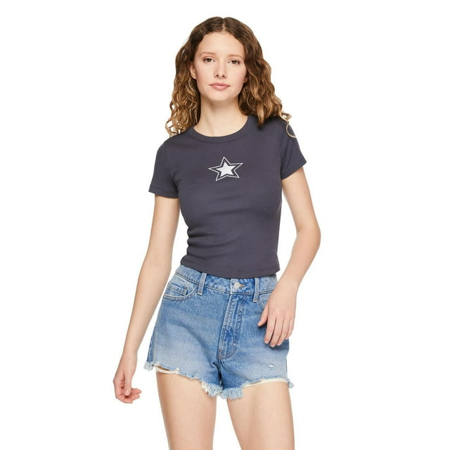 No Boundaries Women's Rib Baby Tee